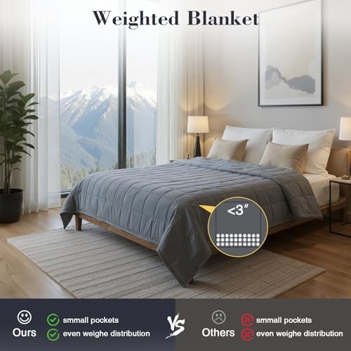 Weighted Blanket for Adults, Grey Cooling Heavy Blanket for Sleeping Perfect for 190-210 lbs, Queen Size Breathable Blanket with Premium Glass Bead, Machine Washable (60" x 80" 20lbs) - Image 2