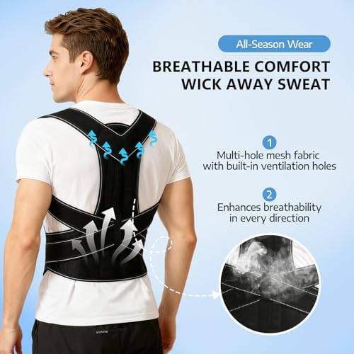 Posture Corrector, Back Posture Corrector for Men and Women, Adjustable Shoulder Back Support, Shoulder Straightener for Scoliosis, Hunchback, Thoracic, Back Pain Relief (L, Black) - Image 3