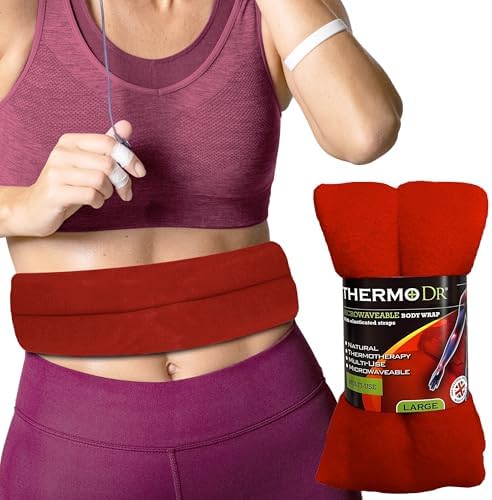 Microwavable Heating Pad for Neck, Back, & Shoulders - Heating Bean Bag Microwavable Pillow w/Elasticated Strap - Wheat & Lavender Aromatherapy Heating Pad Wrap - ThermoDR, Red by ThermoDR
