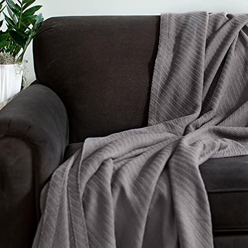 COTTON CRAFT Soft Thermal Blanket - All Season Cotton Blanket - King - Grey - Image 6