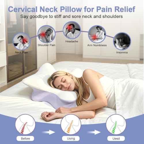 Cervical Neck Pillow for Pain Relief, Ergonomic Reading Pillow for Bed - Image 4