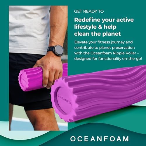 Oceanfoam Ripple Travel Foam Roller (11" x 3.35") Firm Mini Foam Roller for Physical Therapy, Deep Tissue Massage, Back Pain - High Density, Ergonomic Wave Textured - Yoga, Pilates, Exercise (Magenta) - Image 3