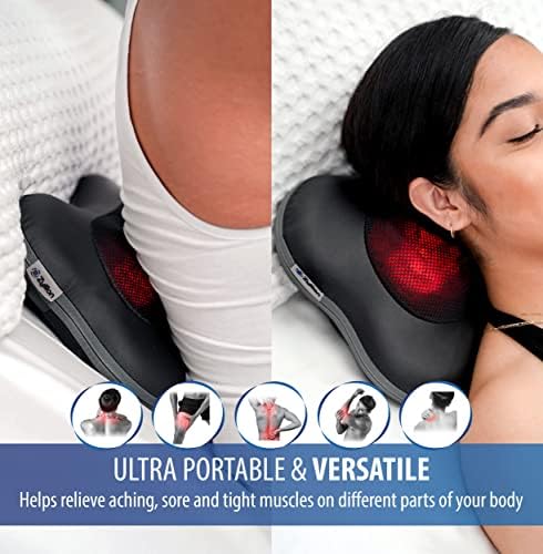 Zyllion Rechargeable Shiatsu Back Massager (Black) and Hair Brush Scalp Massager (Pink) Bundle - Image 5