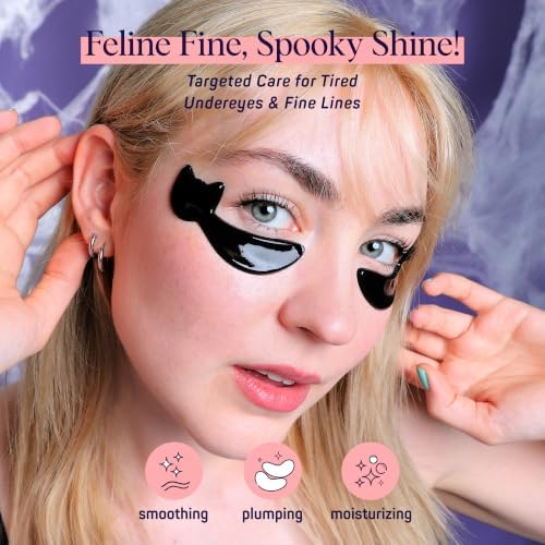 SpaLife Cat Smoothing Korean Eye Patches | Halloween Gifts For Girlfriend | Eye Patches for Puffy Eyes and Dark Circles | Gothic Cat Gifts & Adult Boo Basket Stuffers for Women | Pack of 6 Pairs - Image 3