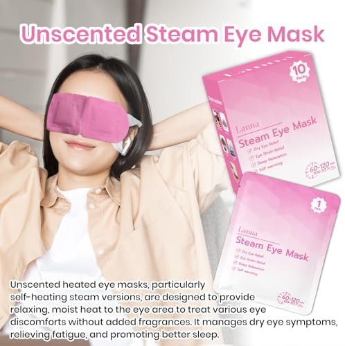 LANNA Heated Steam Eye Mask, Disposable 120 Minutes, Pink Unscented, 10 Pcs - Image 3
