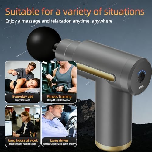 Massage Gun, Electric Massager, Suitable for Whole Body to Relieve Fatigue, Replaceable Massage Head Impact Massager, The Best Choice for Gift Giving (Gray-720) - Image 2