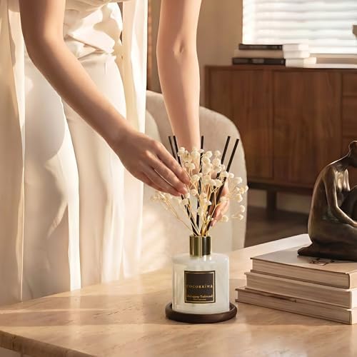 COCORRÍNA Reed Diffuser - Mahogany & Teakwood 6.7 fl oz Scented Diffuser with 8 Sticks Home Fragrance Reed Diffuser for Bathroom Shelf Decor - Image 4