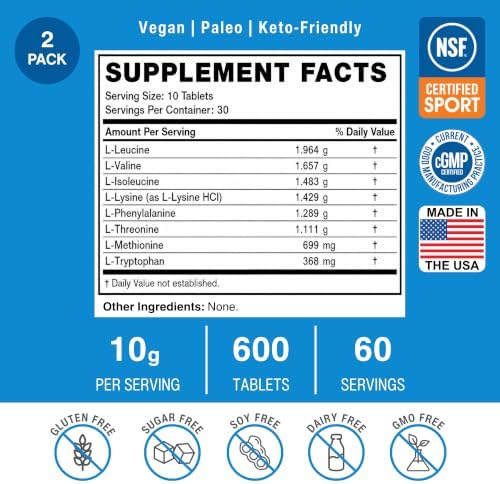 OptimalAmino | Essential Amino Acids Tablets | 600 Count Fitness Bundle - Image 2