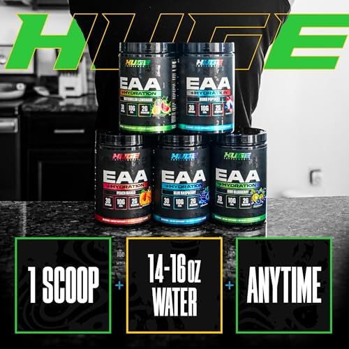 Huge EAA + Hydration, Essential Amino Acids Powder, EAAs & BCAAs, Intra & Post Workout Recovery Powder, Muscle Growth, Recovery & Performance, 10g EAAs & Electrolytes, Watermelon Lemonade, 30 Servings - Image 3