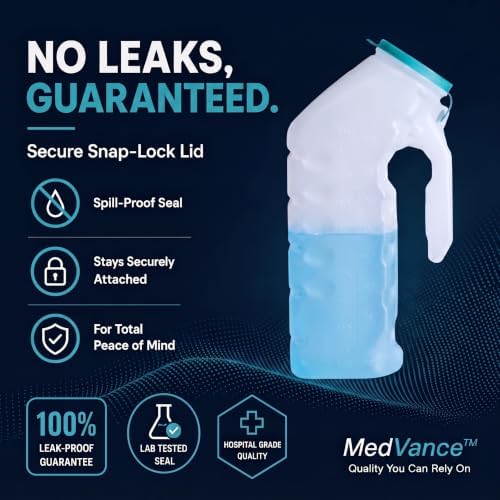 MedVance Urinals for Men 1000ml, Spill Proof Glow in the Dark Lid, 3 Pack - Image 3