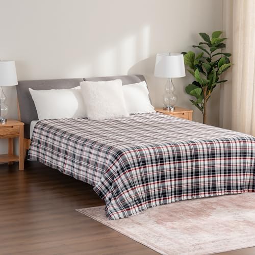 Berkshire Blanket-Classic Heavyweight Warm Soft Printed VelvetLoft® Plush Blanket, King Size Soft Fuzzy Blanket for Couch Sofa Bed, Plaid Black Red, 90in x 108in - Image 4