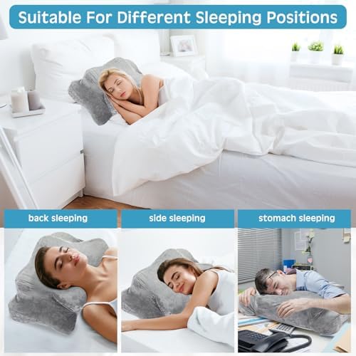 Hahafelt Cervical Neck Pillow Case Plush with Zipper, Gray, Queen Size - Image 5