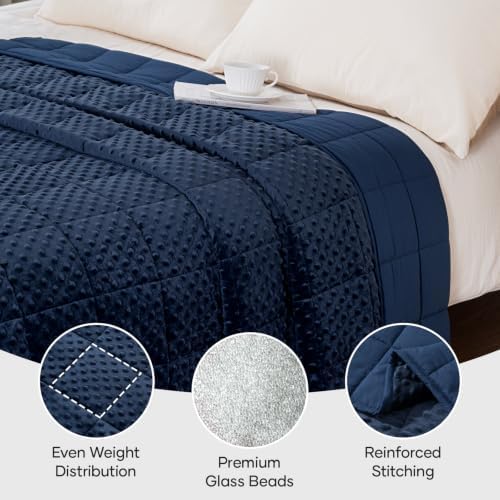 Cottonblue Weighted Blanket 20lbs Queen Size for Adults, 60 x 80 Navy Blue - Image 4