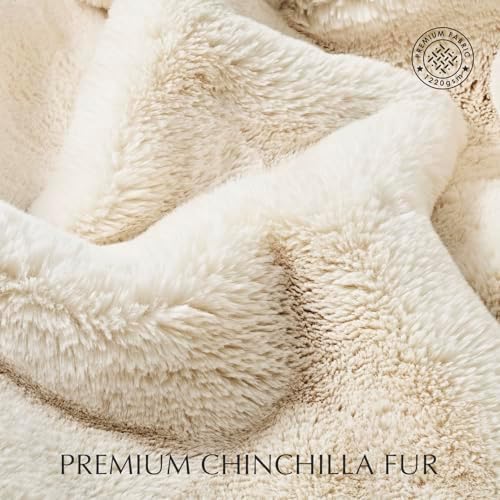EVERGRACEHOME Faux Chinchilla Fur Throw Blanket, 60"x80", Arctic White - Image 3