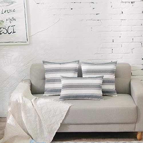 Stripe Pillow Case Soft Linen Rectangle Decorative Throw Cushion Cover Pillowcase with Invisible Zipper for Bench 12" x 20 " - Image 5
