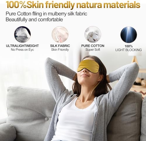 Silk Sleep Mask, Blackout Eye Mask for Sleeping with Adjustable Strap - Image 5