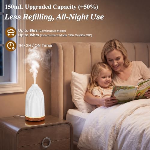 URPOWER 150mL Essential Oil Diffusers for Home Aromatherapy Diffuser - Image 2