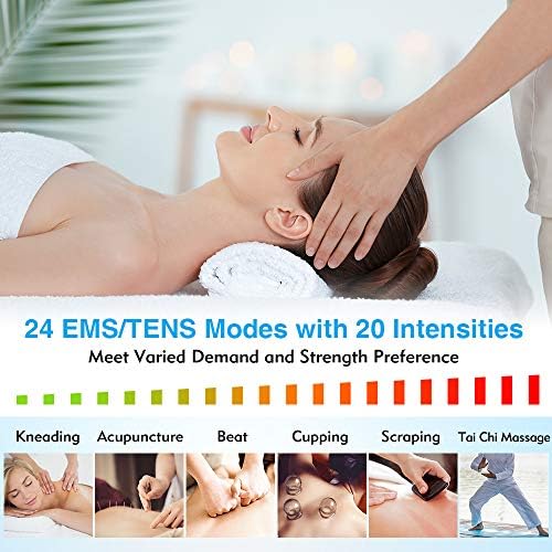 24 Modes Tens Unit Muscle Stimulator, Rechargeable Tens Machine with 8 Electrode Pads (American Gel), Electric Pulse Massager for Pain Relief Therapy(Silver) - Image 3