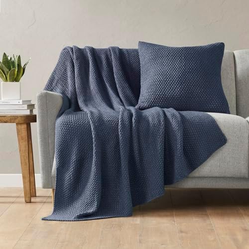 INK+IVY Bree Knit All Season Throw Blanket for Sofa, 50 x 60, Indigo by INKIVY