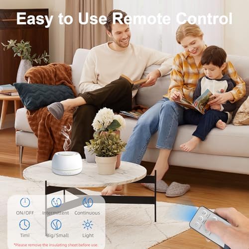 SEEDSEEL 300ML Essential Oil Diffuser - 8 Hours Run Time, Aromatherapy Diffuser with Remote Control, 7-Color LED Lights for Home, Bedroom - Image 2