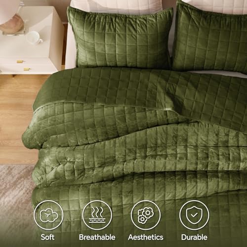 BEDELITE Velvet Quilt Set King Size, Luxury Velvet Comforter Bedding - Image 4