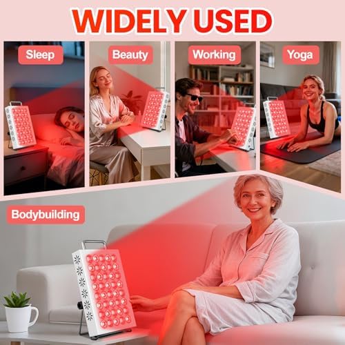 AearKing Red Light Therapy for Face and Body, 660nm & 850nm Near Infrared Red Light Therapy Panel with Adjustable Stand, Portable Dual Chip LED Red Light Therapy Lamp with Timer & 5 Brightness Levels - Image 7
