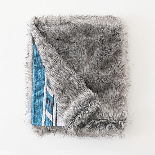 Luxury Plush Faux Fur Throw Blanket with Aztec Pattern, Super Warm, Fuzzy, Elegant, Fluffy Decoration Blanket for Couch, Armchair, Sofa and Bed, 50''x 60'', Teal - Image 4
