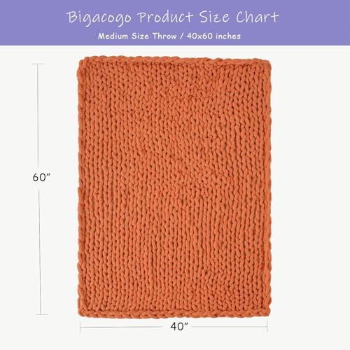 Bigacogo Chunky Knit Throw Blanket for Couch, 40x60 inches, Terracotta - Image 2