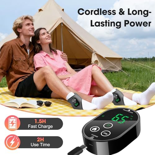 2-Pack Cordless Foot Massager for Neuropathy, Ankle Massager for Pain Relief, Ankle Heating Pad with Massage, 4 Heat Levels, 3 Massage, Foot Massager, Gray, HSA Eligible FSA - Image 6