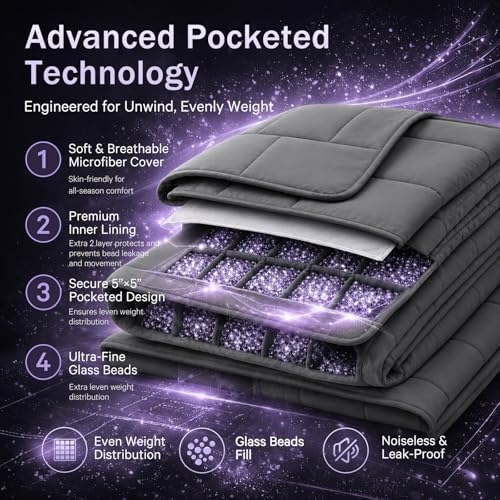 Weighted Blanket for Adults 12lbs, 60"x80", Queen Size Cooling Heavy Throw Blanket for 110-130lbs, Microfiber Soft Big Blankets Weighted Comforter, Grey - Image 3