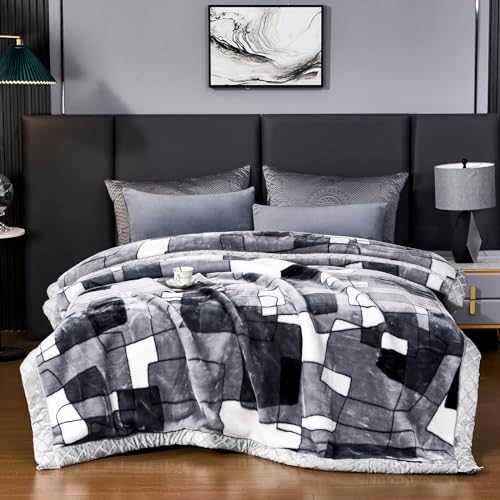 5.5 lbs Korean Mink Blanket 59×79 inch, Silky Soft and Warm,2 Ply Reversible Raschel Bed Blanket for Single Bed. by LGYKUMEG