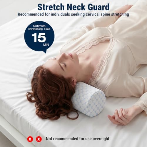 Neck Roll Pillow for Neck Pain Relief - Memory Foam Neck Support Pillow for Bed, Cylinder Pillows, Round Neck Pillow for Sleeping, 15.7 * 5 * 5 inch (Cool-Blue) - Image 3