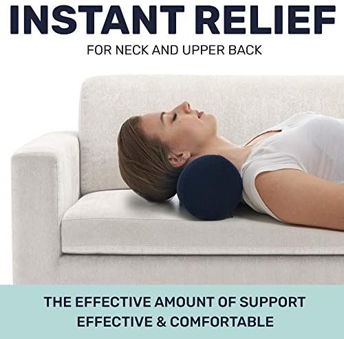 AllSett Health Round Cervical Roll Cylinder Bolster Pillow with Removable Washable Cover, Ergonomically Designed for Head, Neck, Back, and Legs || Ideal for Spine and Neck Support, Navy - Image 3