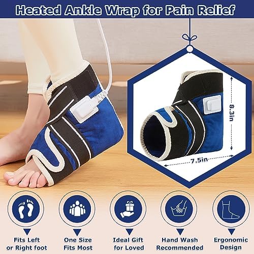 CAMECO 1 Pack Ankle Heating Pad for Pain Relief Arthritis, Heated Foot Ankle Wrap for Sprains, Achilles Tendonitis, Plantar Fasciitis | 86℉-158℉ Temp | 0-90Min Auto Shut Off (Blue) - Image 4