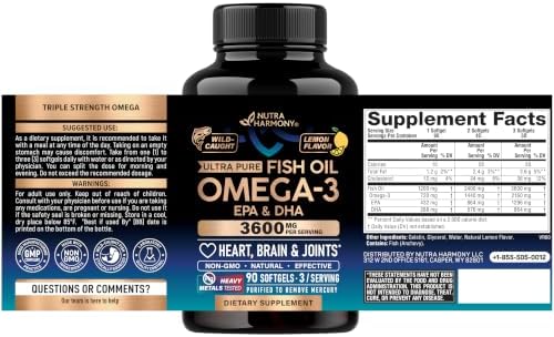 Omega 3 Fish Oil 3600 mg - Omega 3 Supplement for Men & Women - 90 Softgels - Image 2