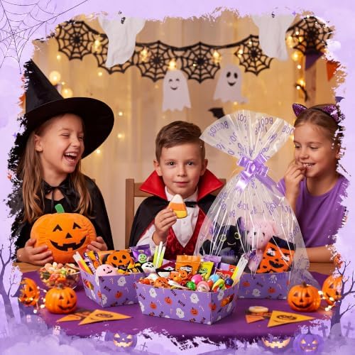 Maitys 12 Sets Halloween Empty Gift Baskets Bulk with Boo Cellophane Bags - Image 6