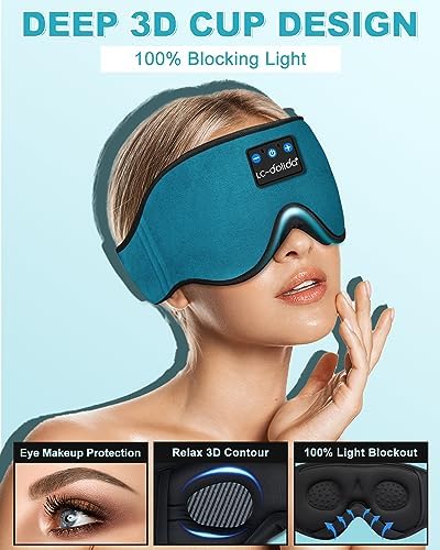 Sleep Mask with Bluetooth Headphones,LC-dolida Sleep Headphones Bluetooth Sleep Mask 3D Sleeping Headphones for Side Sleepers Best Gift and Travel Essential (Blue) - Image 3