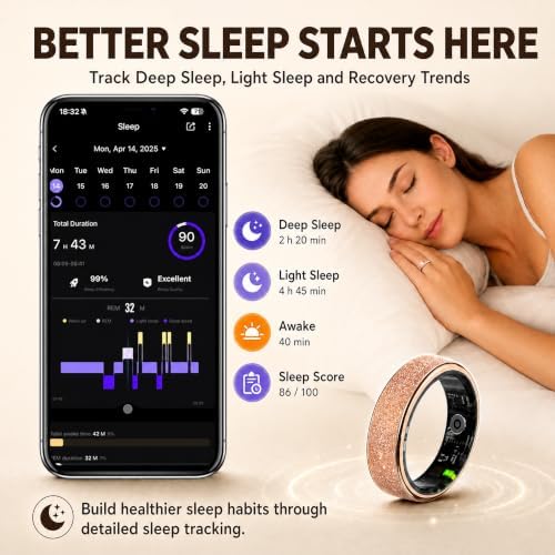 Frosted Glitter Smart Ring, Fitness & Health Tracker for Women Men - Image 5