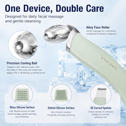 Ice Roller for Face & Eyes, Cooling Facial Roller with Blackhead Remover & 2 Silicone Brushes, Stainless Steel Face Roller for Puffiness, Pores & Deep Cleansing (Green) - Image 4