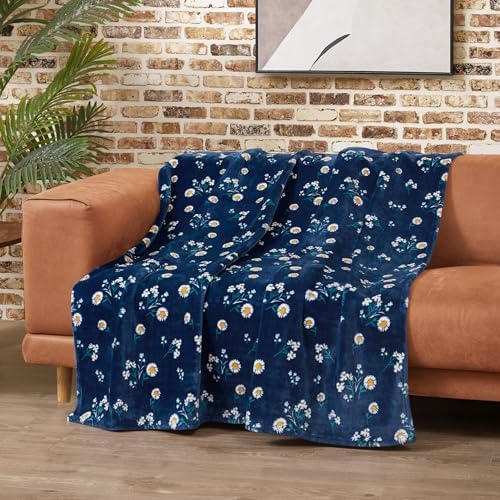 Lucky Brand Daisy Navy Blue Floral 50"X70" Cozy Plush Blanket - Premium Microfiber Throw for Luxurious Comfort and Style - Image 4