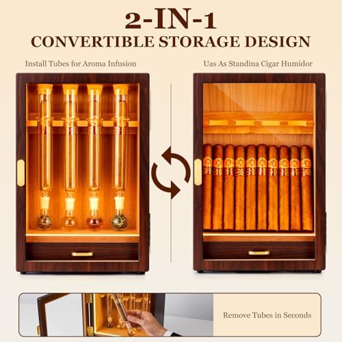 Cigar Flavoring Humidor, 4-Count, Spanish Cedar and Glass Tube Gift - Image 4