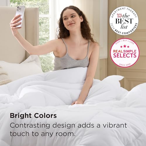 Bedsure Twin Comforter Duvet Insert, All Season Bed Comforter, Quilted Down Alternative Duvet, Box Stitched Comforters with Corner Tabs, Machine Washable, 68 x 88 Inches (White) - Image 6