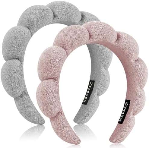 Ztomine Spa Headbands for Washing Face or Facial, Set of 2 Skincare Headbands, Terry Cloth Headband Wash Combo Pack - Puffy Makeup Washing, Mask, Skin Treatment by Ztomine