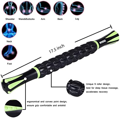 Idson Muscle Roller Stick for Athletes- Body Massage Sticks Tools Massager for Relief Muscle Soreness,Cramping and Tightness,Help Legs and Back Recovery,Black Green - Image 2