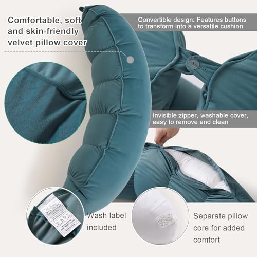 Peallow(Pat. Pend) – Long Round Body Pillow for Adults, Bolster Pillow for Sleeping, Soft and Supportive Pillow for Sleeping & Lumbar Support (Slate Blue, 29.5") - Image 4