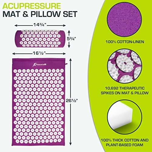 ProsourceFit Acupressure Mat and Pillow Set for Back/Neck Pain Relief and Muscle Relaxation, Purple - Image 2
