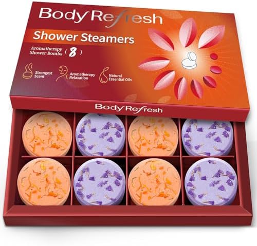 Shower Steamers Aromatherapy - 8 Pack Shower Bombs with Natural Essential Oils, Birthday Gifts for Women Self Care Relaxation Home SPA Stress Relief Eucalyptus for Shower, Gifts for Women Her Mom by BodyRefresh
