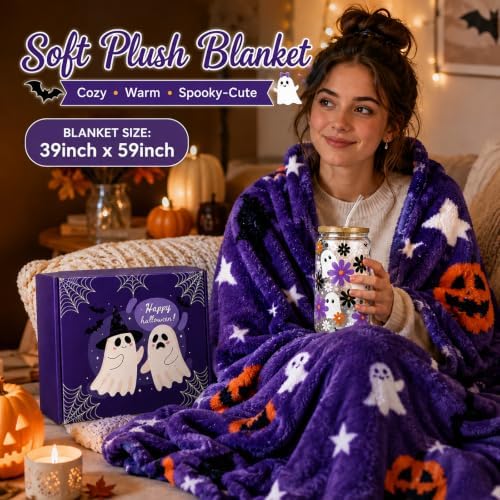 Boo Basket Stuffers for Women Teen Girls, Halloween Gifts for Women with Witch Mug Halloween Blanket and Relaxing Spa Gifts for Mom Wife Friends - Image 5