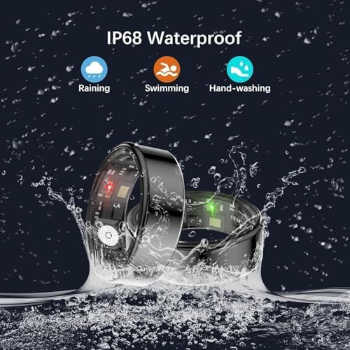 Smart Rings for Women Men, Fitness Ring with Heart Rate, Blood Oxygen, HRV, Stress, Sleep Tracker, Step Tracker, No Subscription Fee, lP68 Waterproof Smart Ring for iPhone & Android (Black, 6#) - Image 5