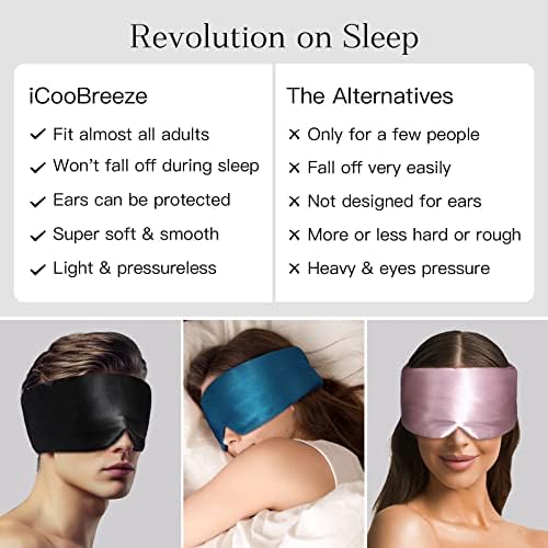 100% Natural Silk Eye Mask for Women Men, Soft Pressureless Cooling Blackout Eye Covers for Sleeping, Large Size Sleep Mask fits All Heads Adjustable, 1PC, Vivid Blue - Image 5